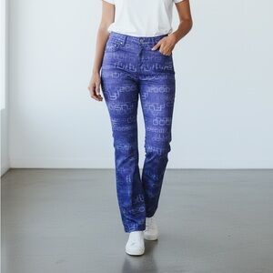 Rare Moschino Blue Monogram Luxury Iconic Cool Future Design Casual Pants Sz 8